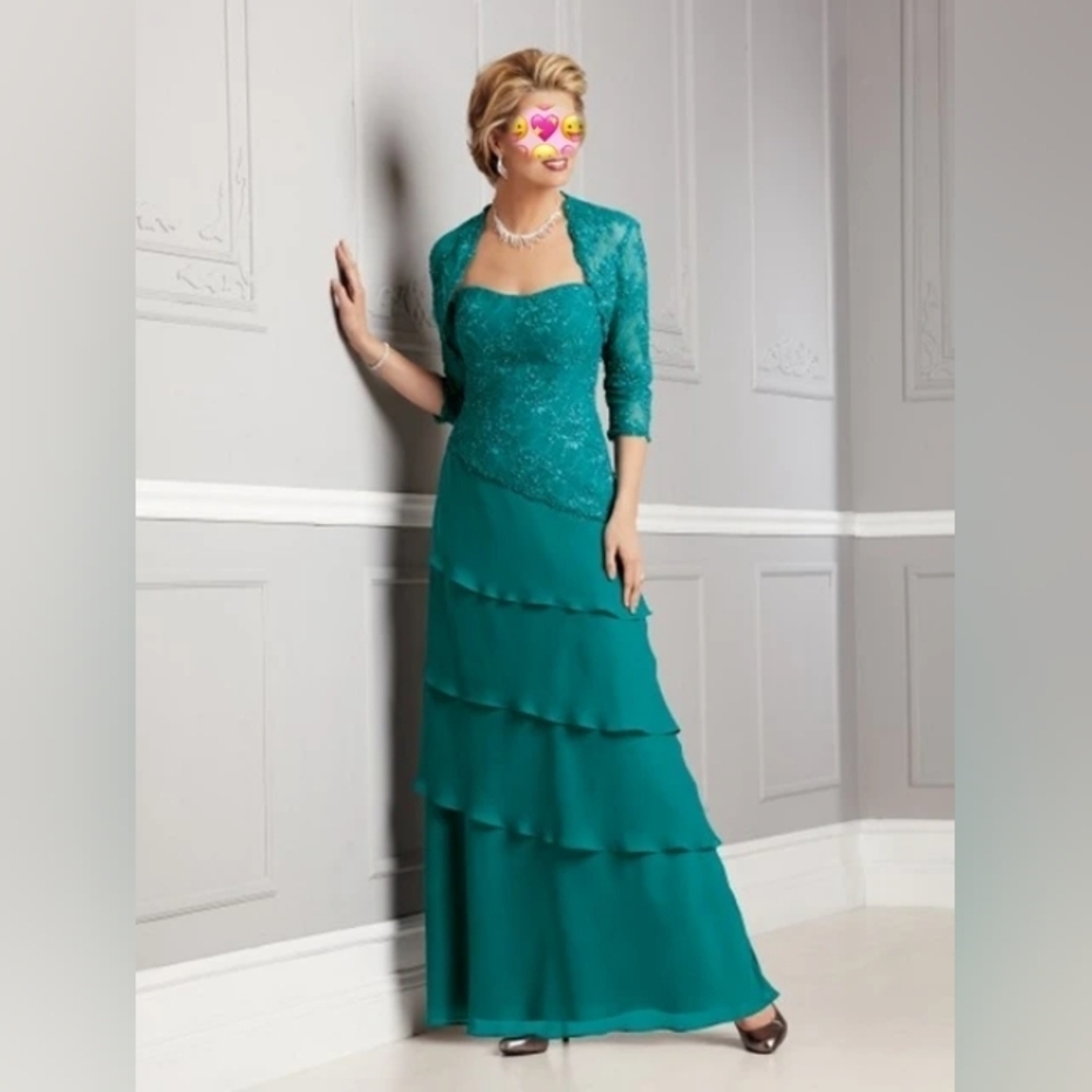 Caterina Collection Peacock Embellished Dress Jacket